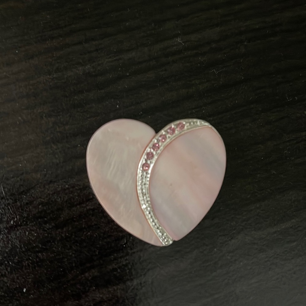 Pink and silver jeweled brooch